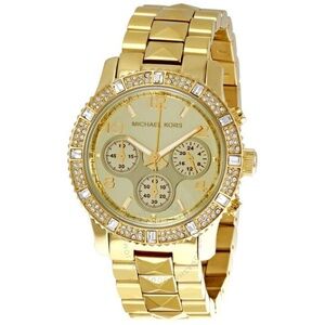 Michael Kors Pyramid Gold Tone Chronograph Watch